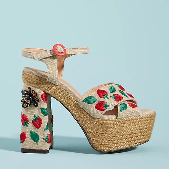 Castaner Shoes - Castaner Spain strawberry platform sandals shoes with bee jewel  size 39 or 8.5